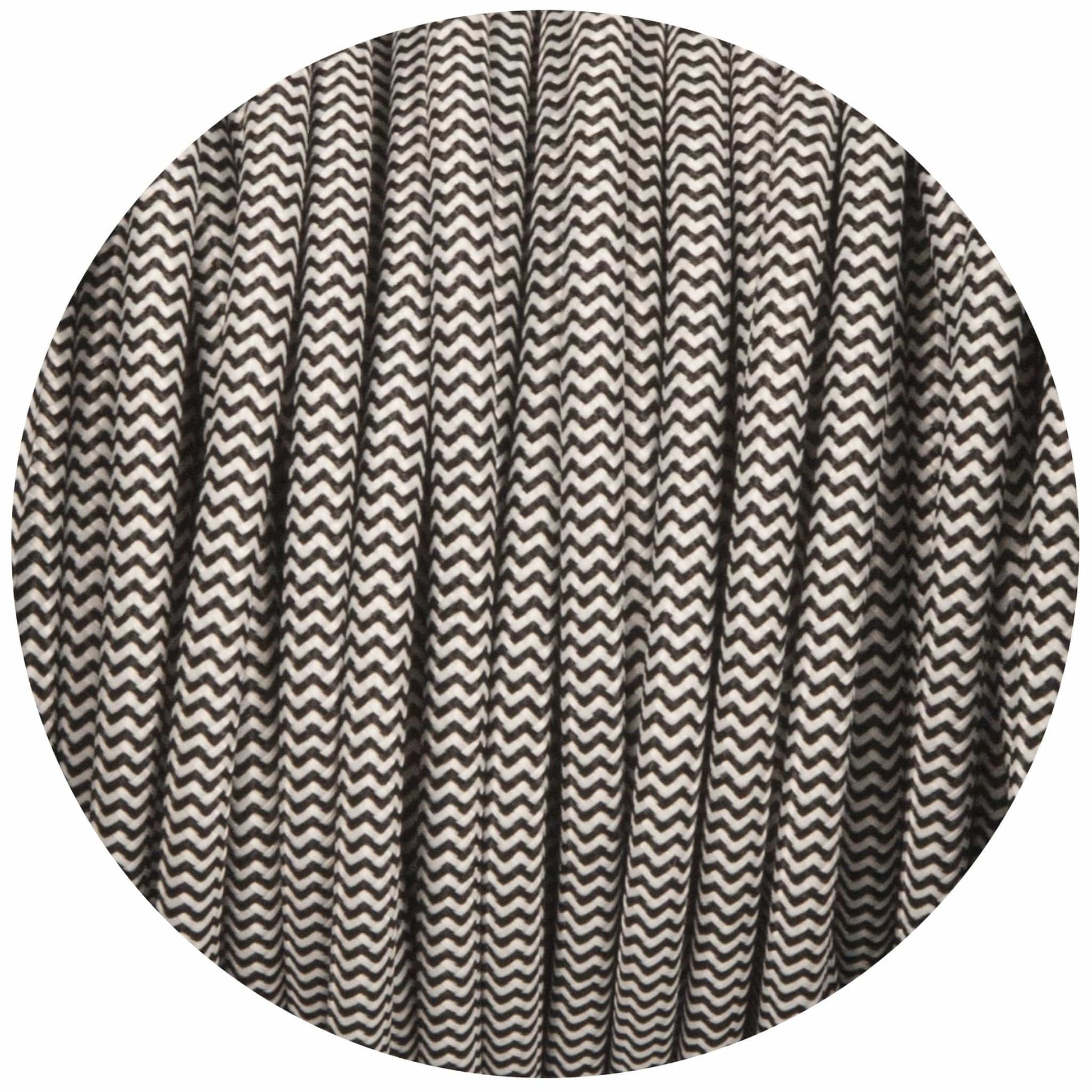 Black & White Round Fabric Braided Cable - Enamel Shades