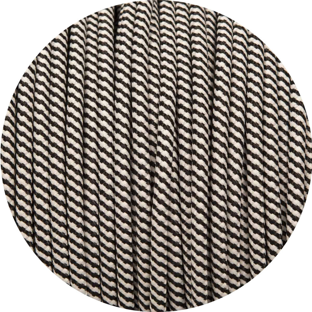 Black & White Spiral Round Fabric Cable