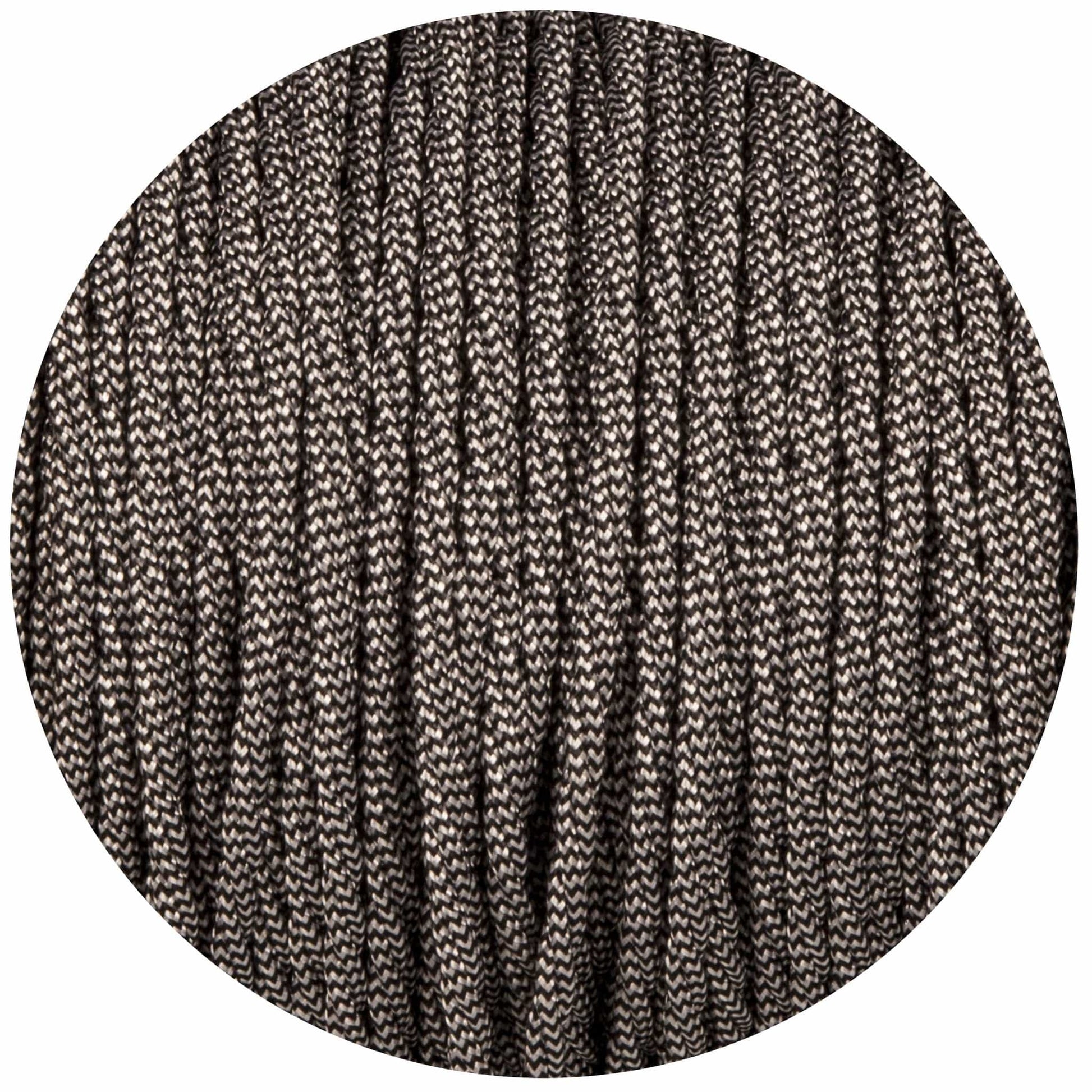 Black & White Twisted Fabric Braided Cable - Enamel Shades