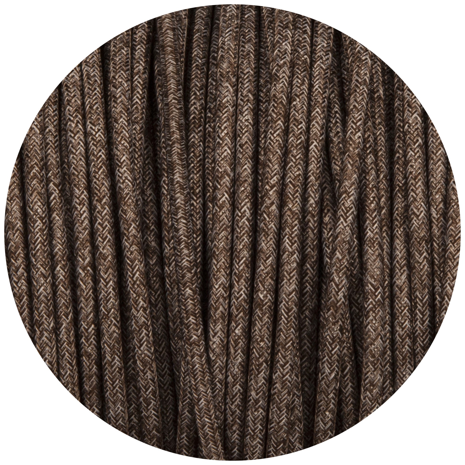 Brown Canvas Round Fabric Braided Cable - Enamel Shades
