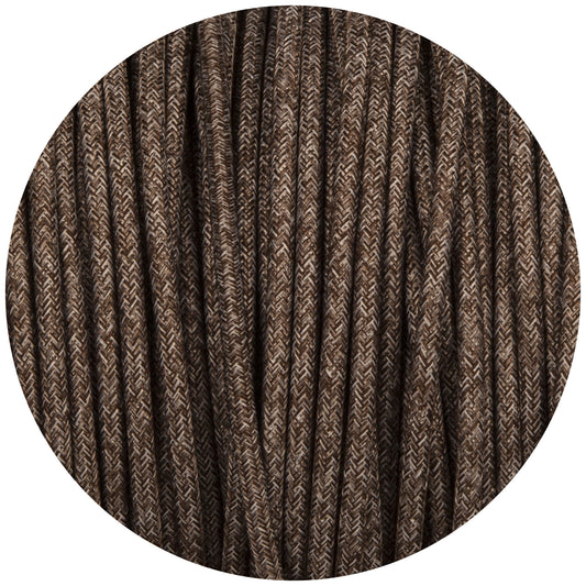 Brown Canvas Round Fabric Braided Cable - Enamel Shades