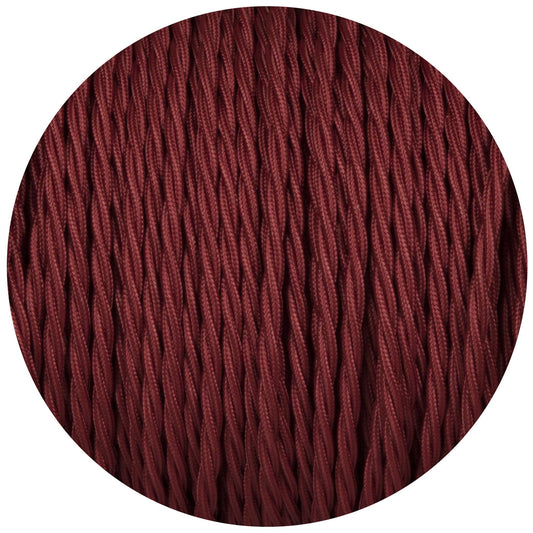 Burgundy Twisted Fabric Braided Cable - Enamel Shades