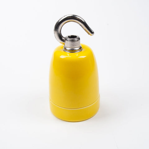 E27 Ceramic Lampholder with hook - Yellow