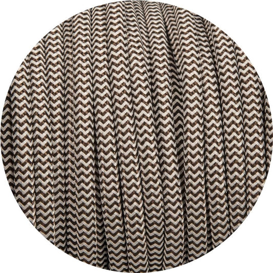 Dark Brown & White Round Fabric Cable - www.enamelshades.co.uk