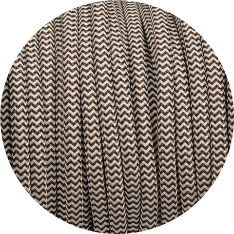 Dark Brown & White Round Fabric Cable