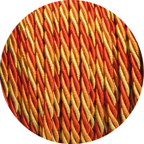 Deep Oranges Velvet Twisted Fabric Cable