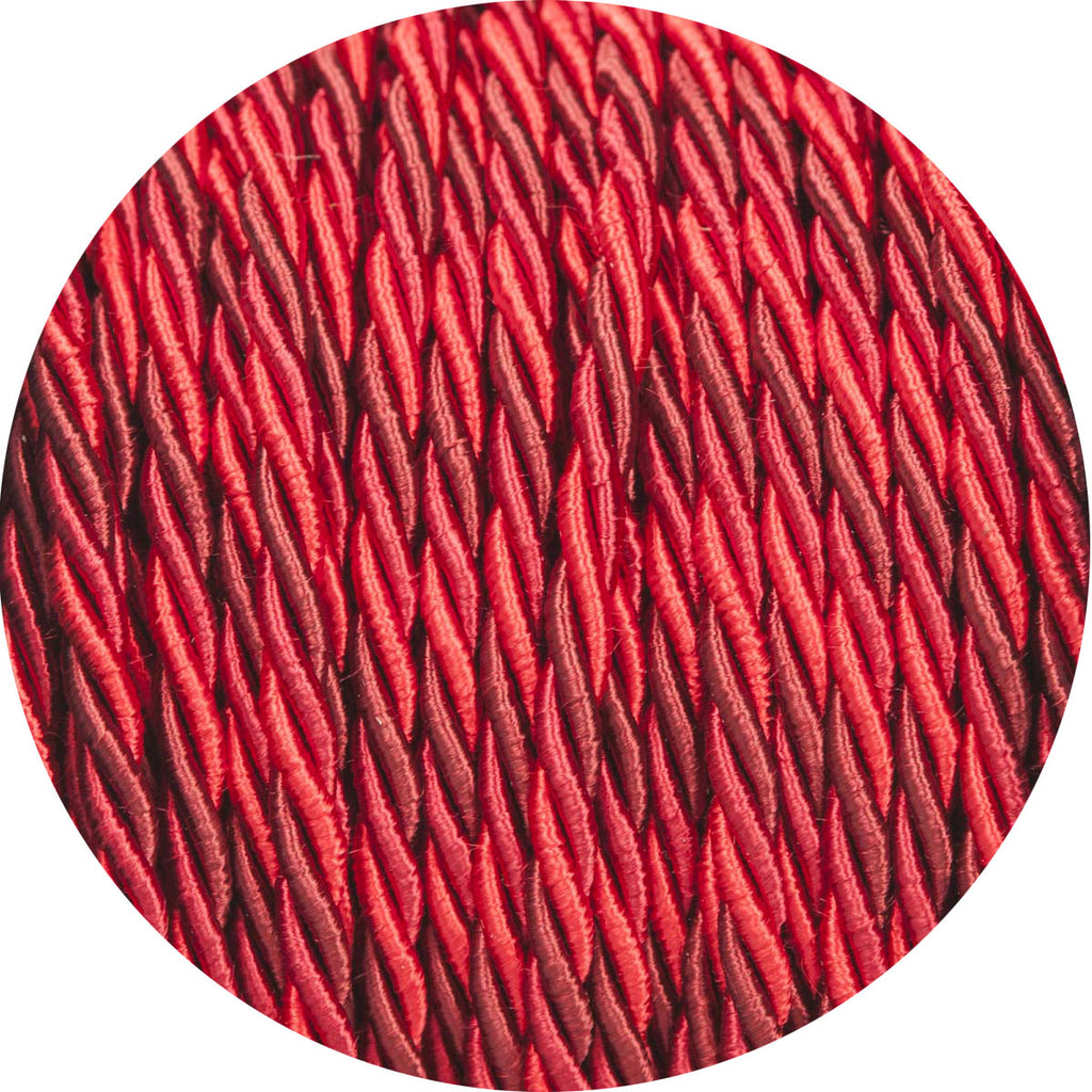 Deep Reds Velvet Twisted Fabric Cable
