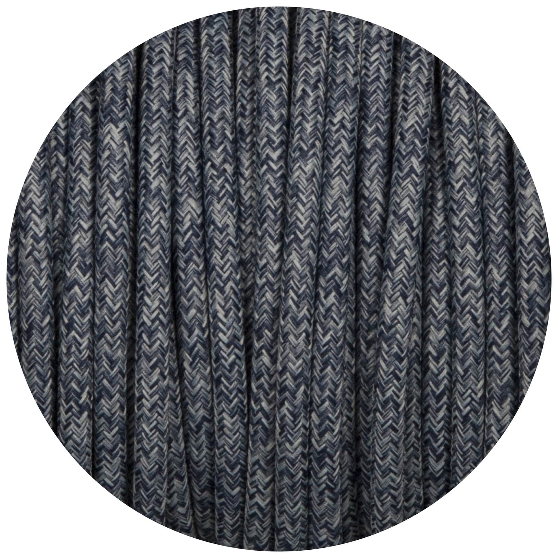 Denim Canvas Round Fabric Braided Cable - Enamel Shades