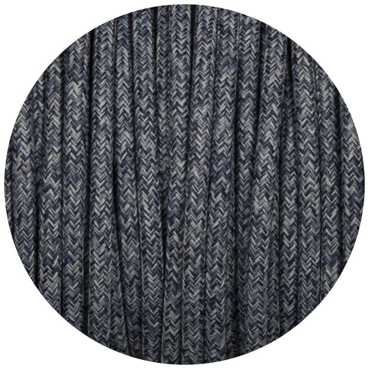 Denim Canvas Round Fabric Braided Cable - Enamel Shades