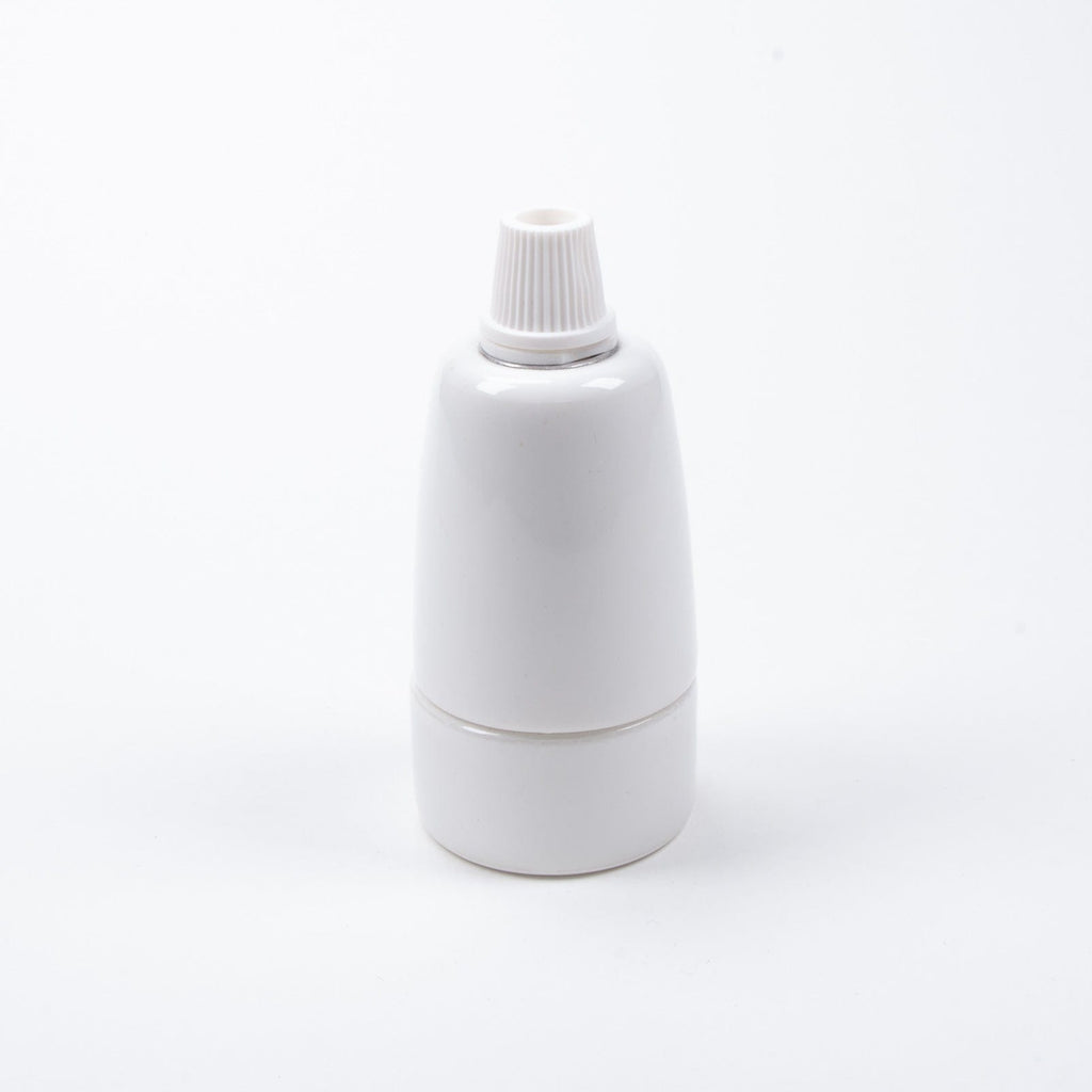 E14 (SES) White Ceramic Lampholder with grip