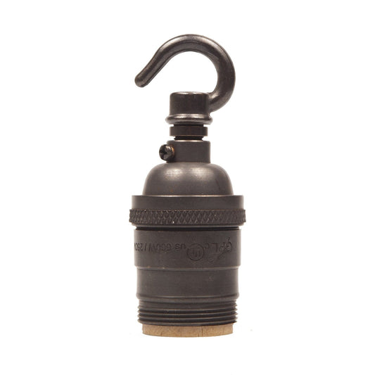 E26 UL Plain Skirt Lampholder with hook (USA ONLY) - Bronze - Enamel Shades
