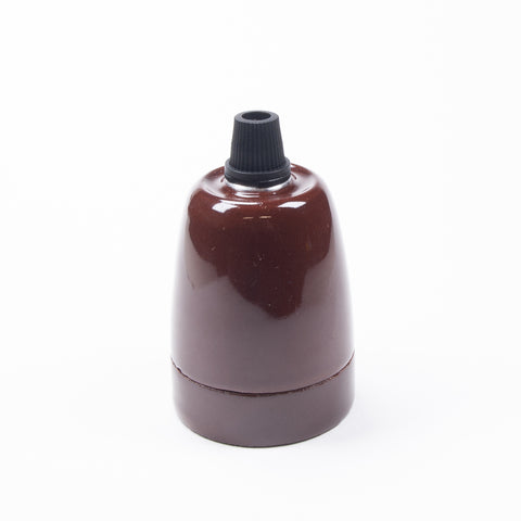 E27 Ceramic Lampholder with grip - Brown