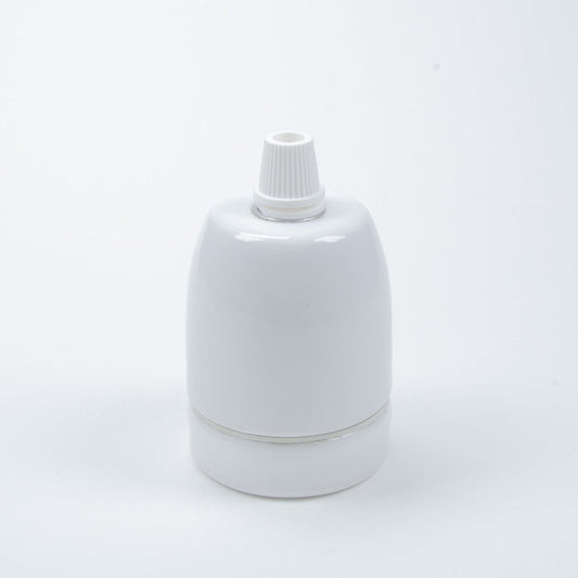 E27 Ceramic Lampholder with grip - White - Enamel Shades