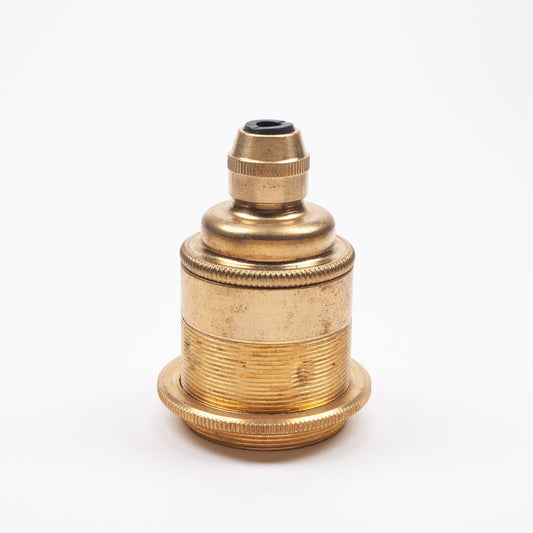 E27 Period Lampholder with Integral Cord Grip - Brass