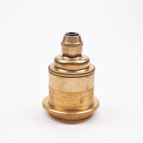 E27 Period Lampholder with Integral Cord Grip - Brass