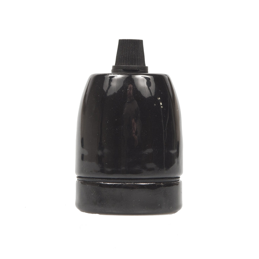 E27 Ceramic Lampholder with grip - Black