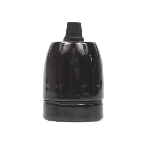 E27 Ceramic Lampholder with grip - Black