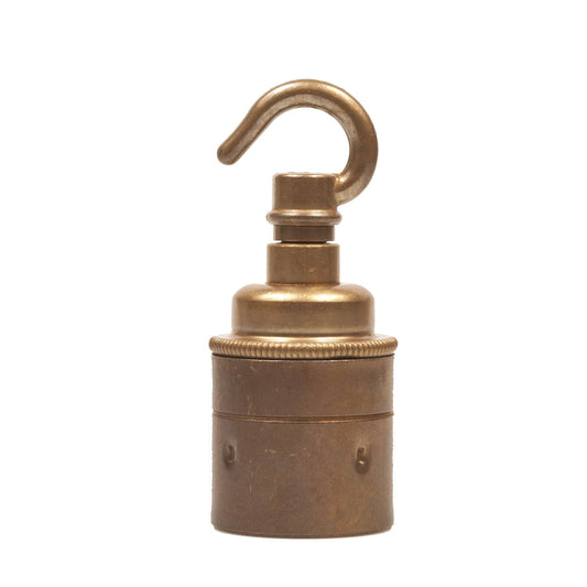 E27 Plain Skirt Lampholder with hook - Old English Brass - www.enamelshades.co.uk
