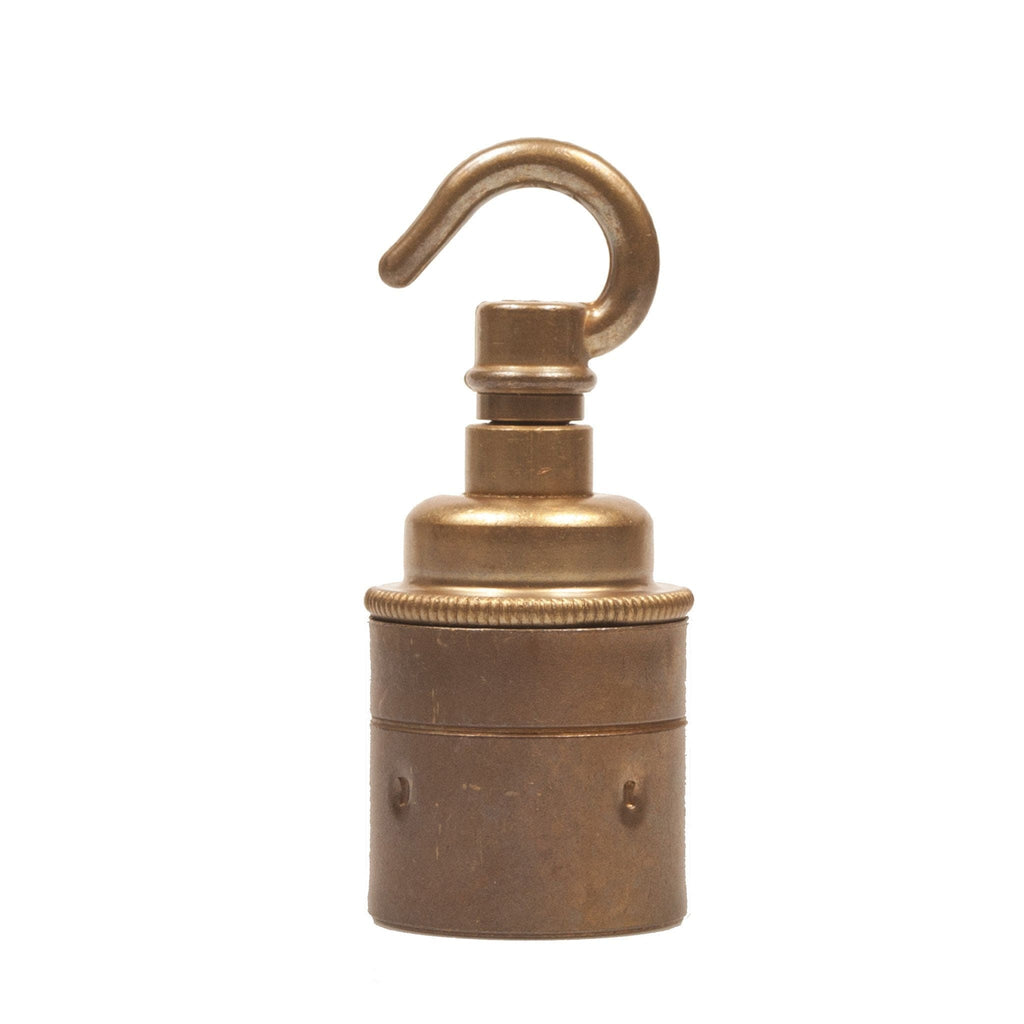 E27 Plain Skirt Lampholder with hook - Old English Brass