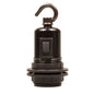 E27 Switched Black Bakelite Wide Ring Lampholder with hook - Enamel Shades