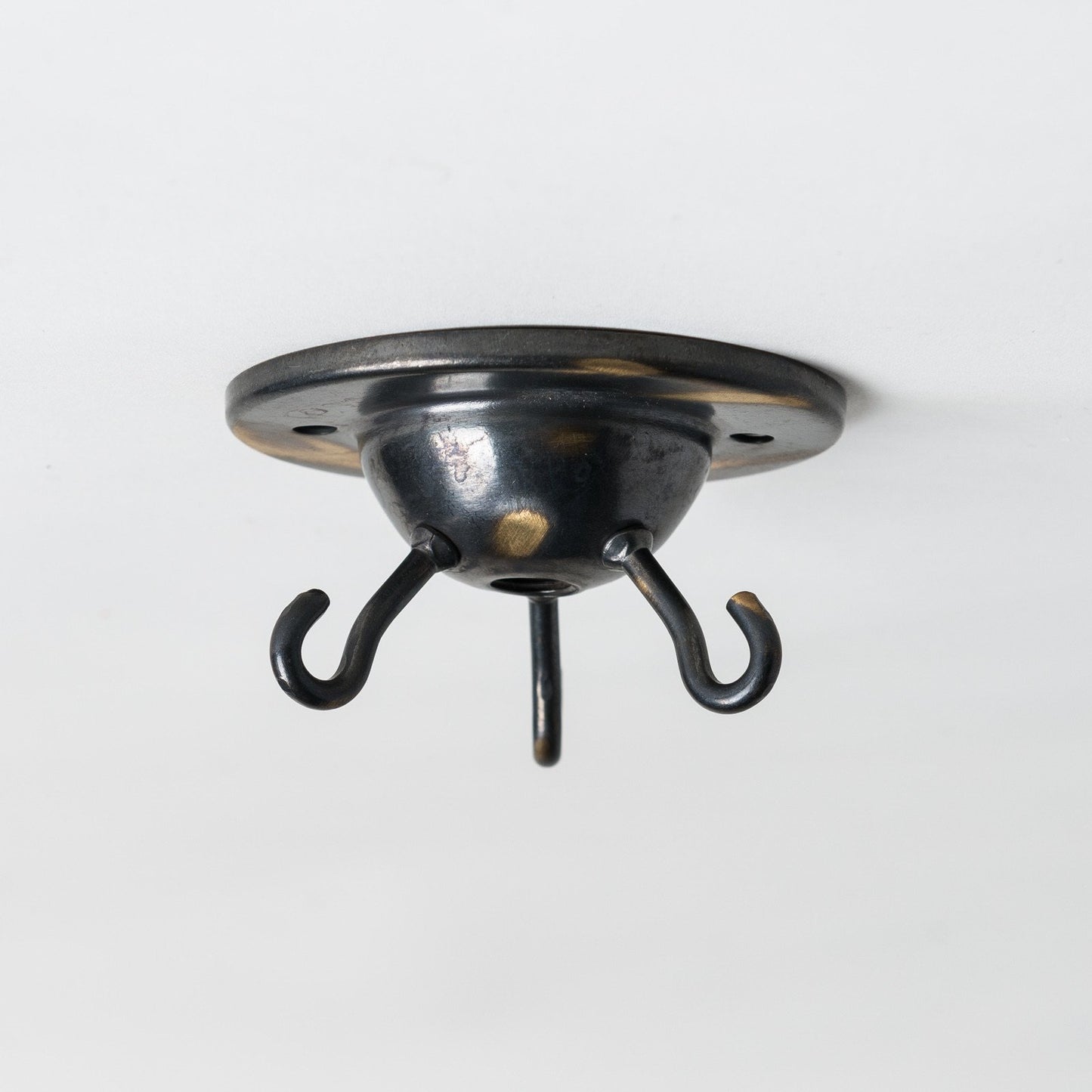 Three Hook Ceiling Plate - Antique Brass - Enamel Shades