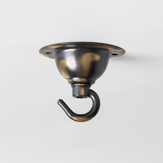 Period Ceiling Hook - Brushed Antique - Enamel Shades