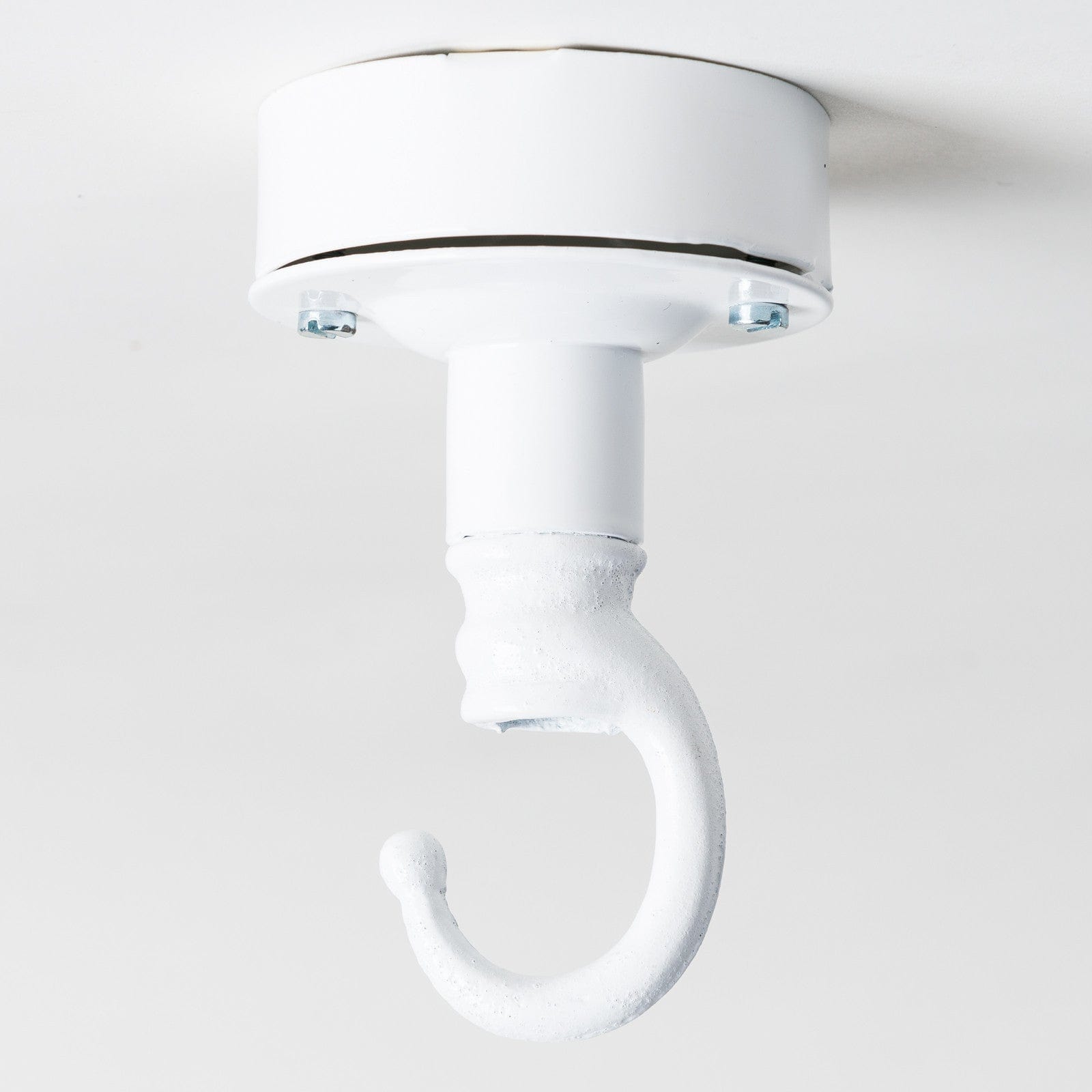 Industrial Ceiling Rose with Hook - White - Enamel Shades