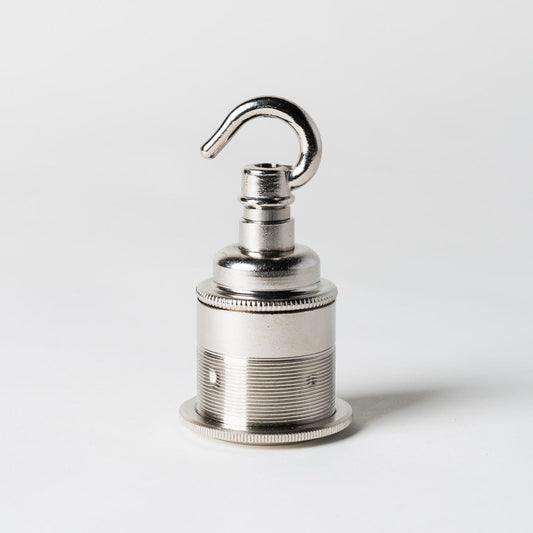 E27 Period Lampholder with hook - Nickel - Enamel Shades