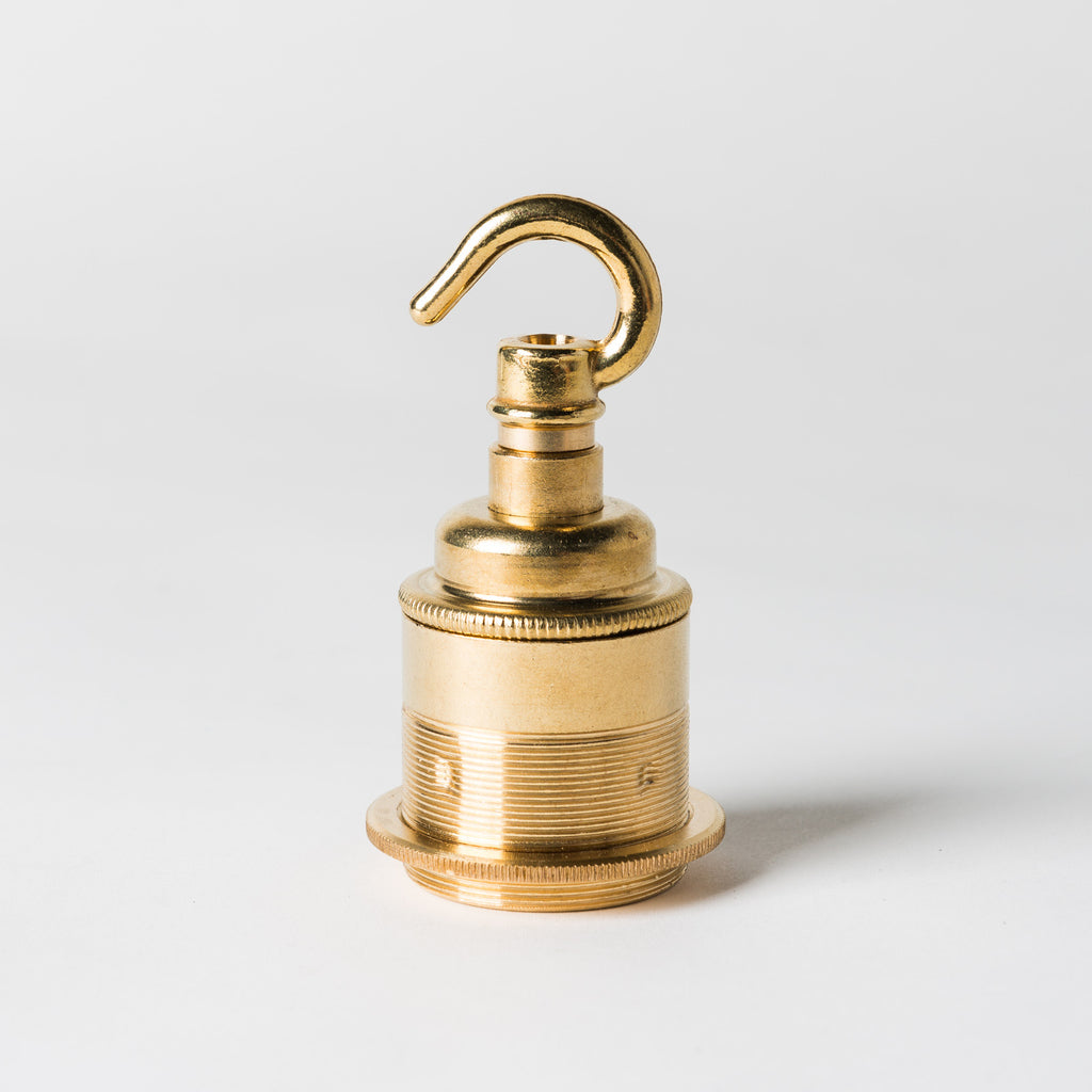 E27 Period Lampholder with hook - Brass