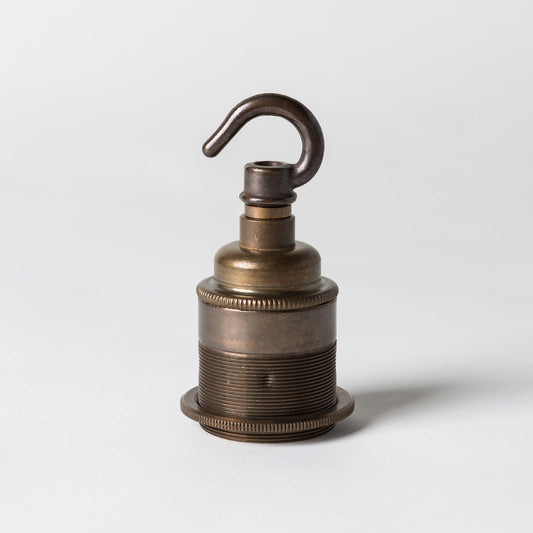 E27 Period Lampholder with hook - Old English Brass - Enamel Shades