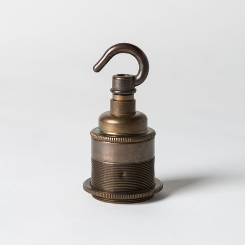 E27 Period Lampholder with hook - Old English Brass