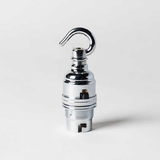 Switched Bayonet Period Lampholder with hook - Chrome - Enamel Shades