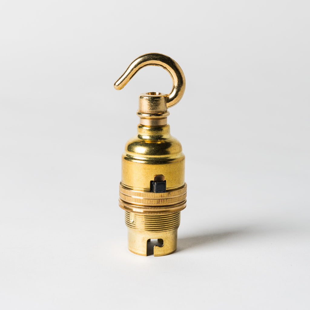 Switched Bayonet Period Lampholder with hook - Brass