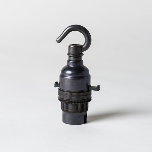 Switched Bayonet Period Lampholder with hook - Bronze - Enamel Shades