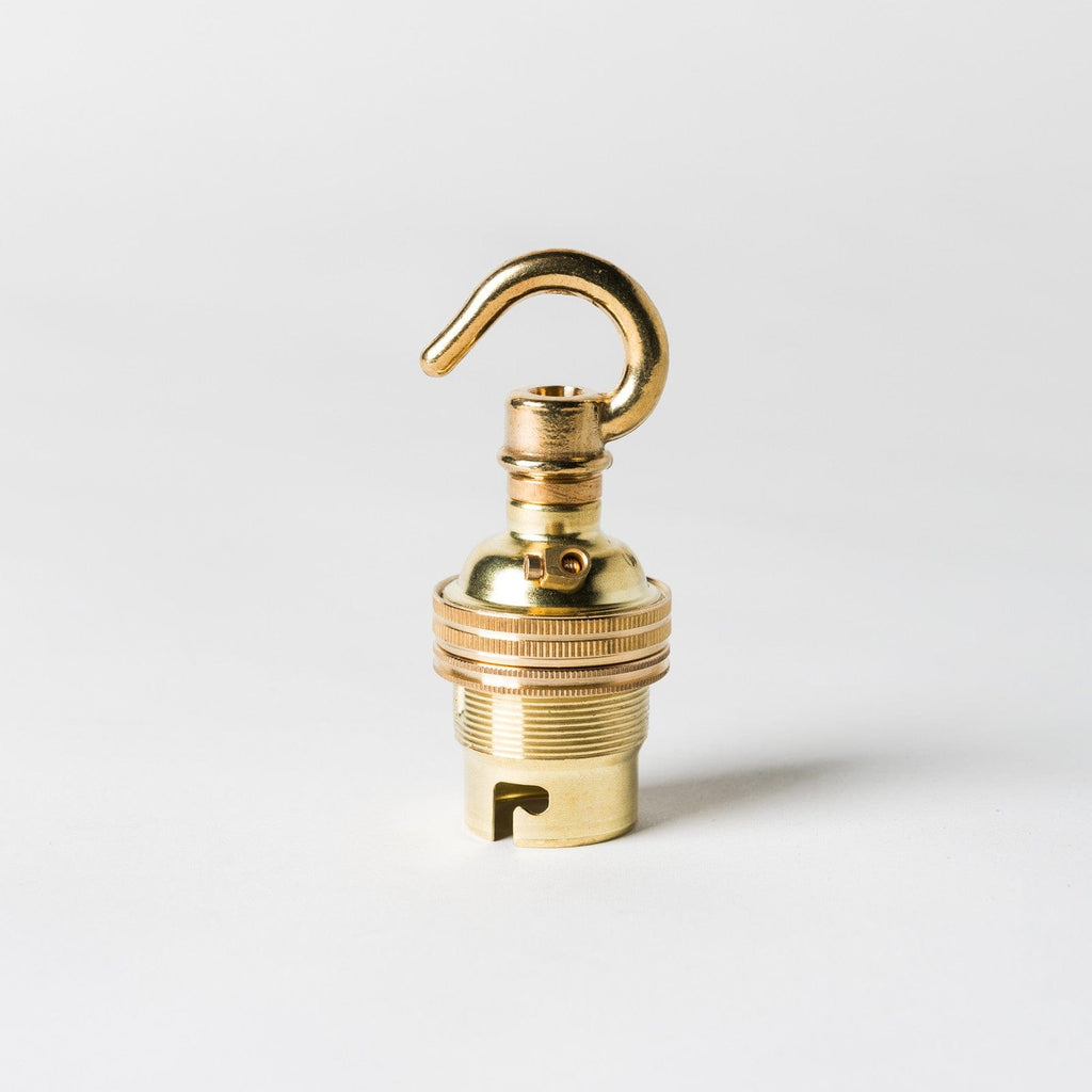 Bayonet Period Lampholder with hook - Brass