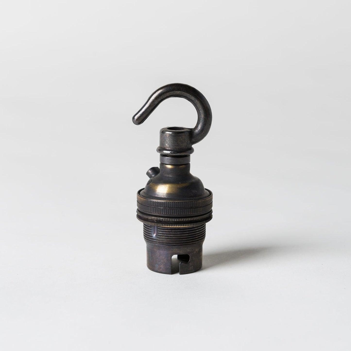 Bayonet Period Lampholder with hook - Brushed Antique - Enamel Shades