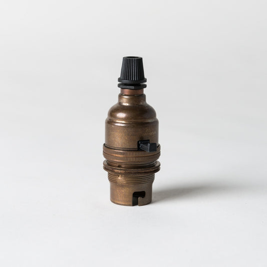 Switched Bayonet Period Lampholder with grip - Old English Brass - Enamel Shades