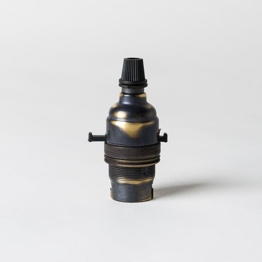 Switched Bayonet Period Lampholder with grip - Brushed Antique - Enamel Shades