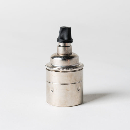 E27 Plain Skirt Lampholder with grip - Nickel - www.enamelshades.co.uk