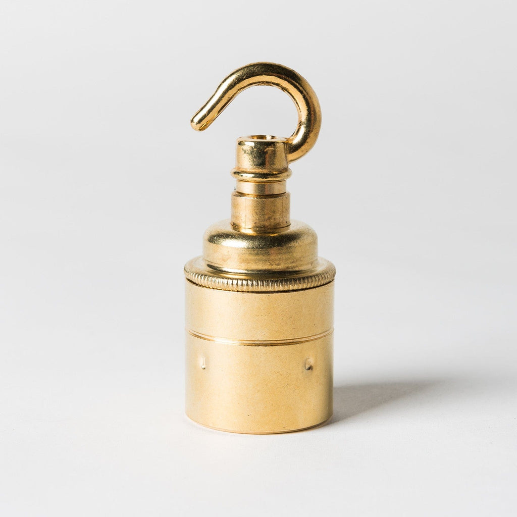 E27 Plain Skirt Lampholder with hook - Brass