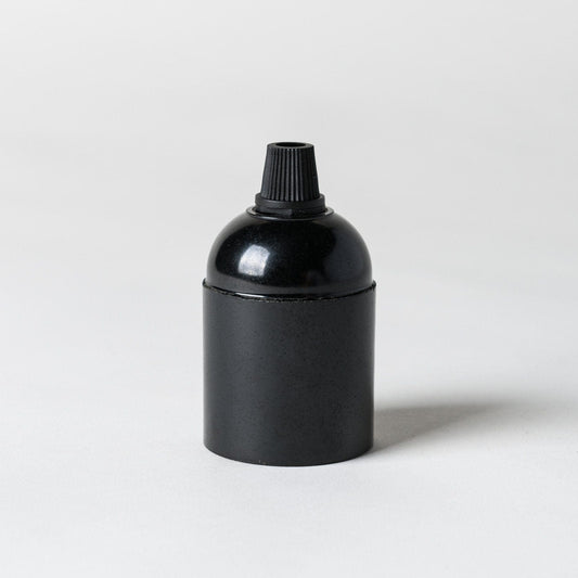 E27 Bakelite Plain Skirt Lampholder with grip - Black - Enamel Shades
