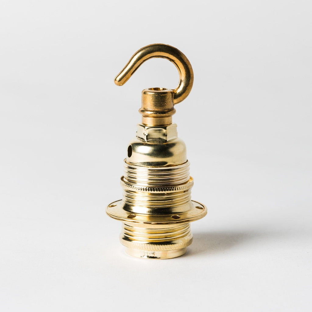 E14 Lampholder with hook - Brass