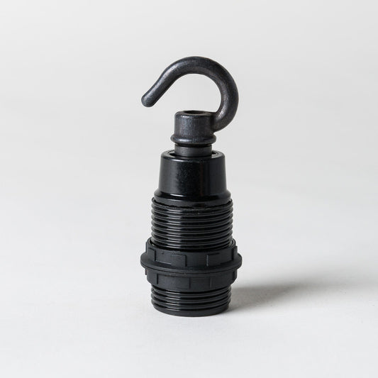 E14 Black Bakelite Lampholder with hook - Enamel Shades