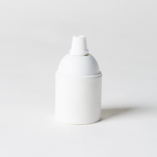 E27 Bakelite Plain Skirt Lampholder with grip - White - Enamel Shades