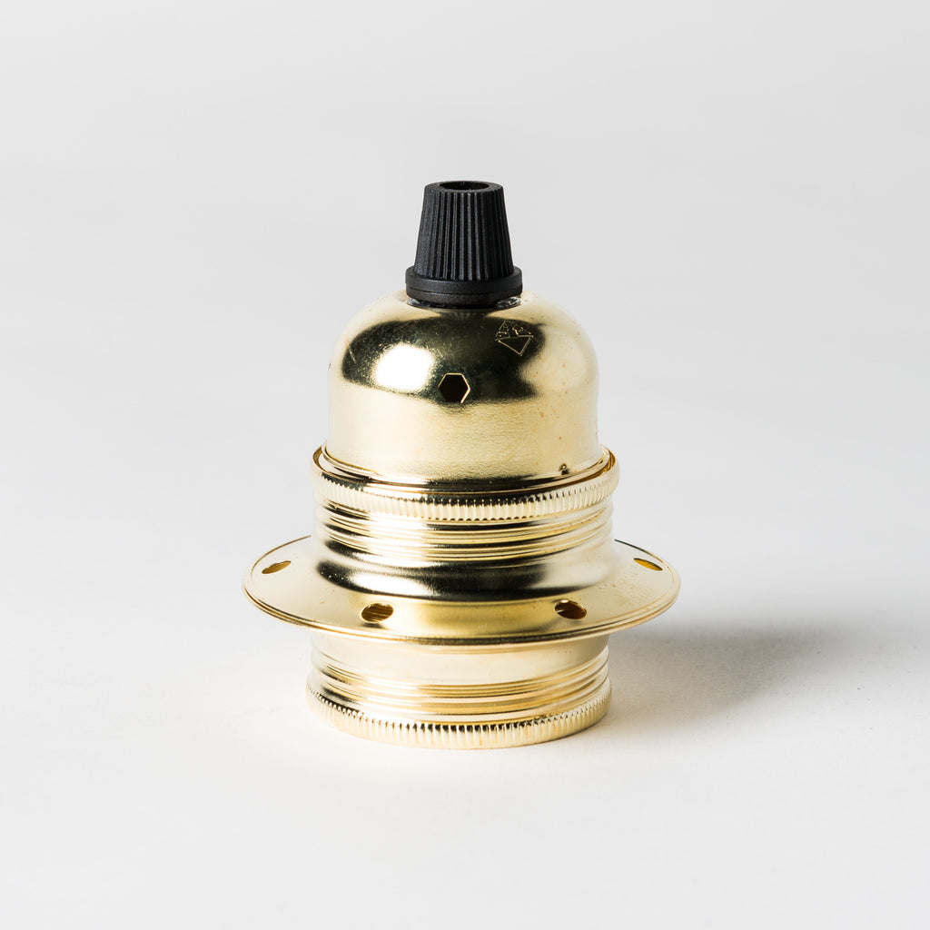 E27 Wide Ring Lampholder with grip - Brass