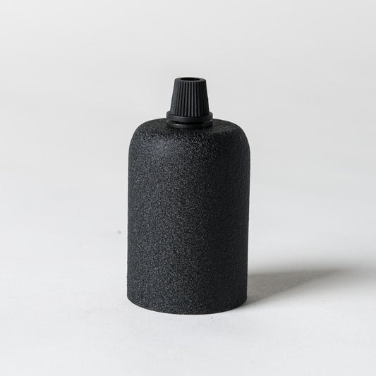 E27 Drop Cap Lampholder - Black Suede - www.enamelshades.co.uk