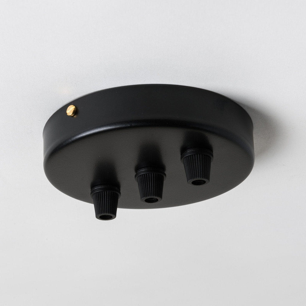 Black Steel 100mm Ceiling Rose - 3 Inline Outlets