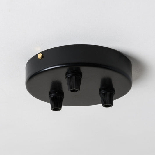 Black Steel 100mm Ceiling Rose - 3 Outlets - Enamel Shades