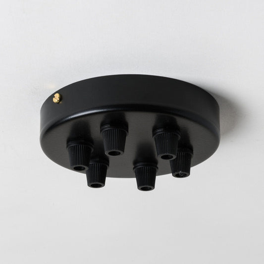 Black Steel 100mm Ceiling Rose - 6 Outlets - Enamel Shades