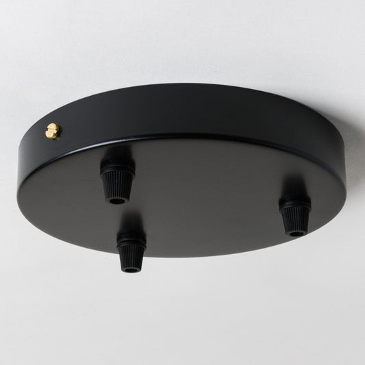 Black Steel Ceiling Rose Large 160mm - 3 Outlets - www.enamelshades.co.uk